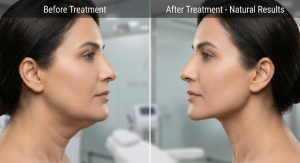 Double chin before and after Double chin before and after